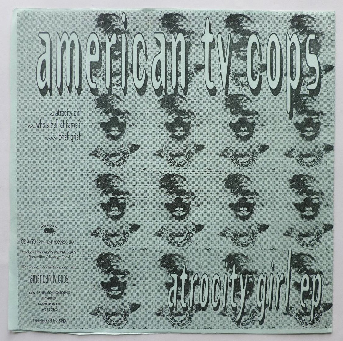 American TV Cops Atrocity Girl 7" Pest PES03 EX/EX 1994 in wraparound picture sleeve - Image 3