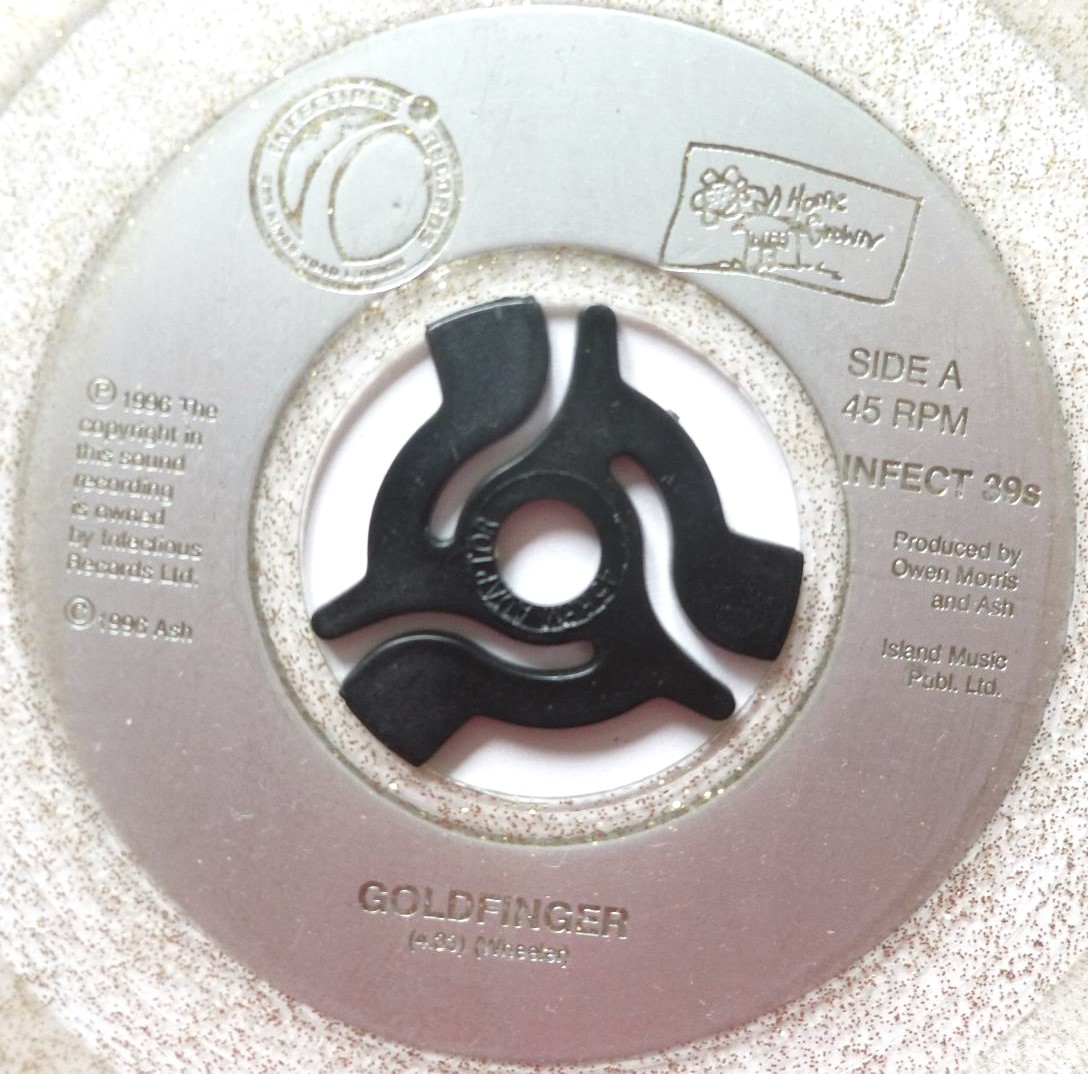 Ash Goldfinger 7" Infectious INFECT39S VG 1996 clear vinyl with gold glitter, record has machine-cut centre - Image 2