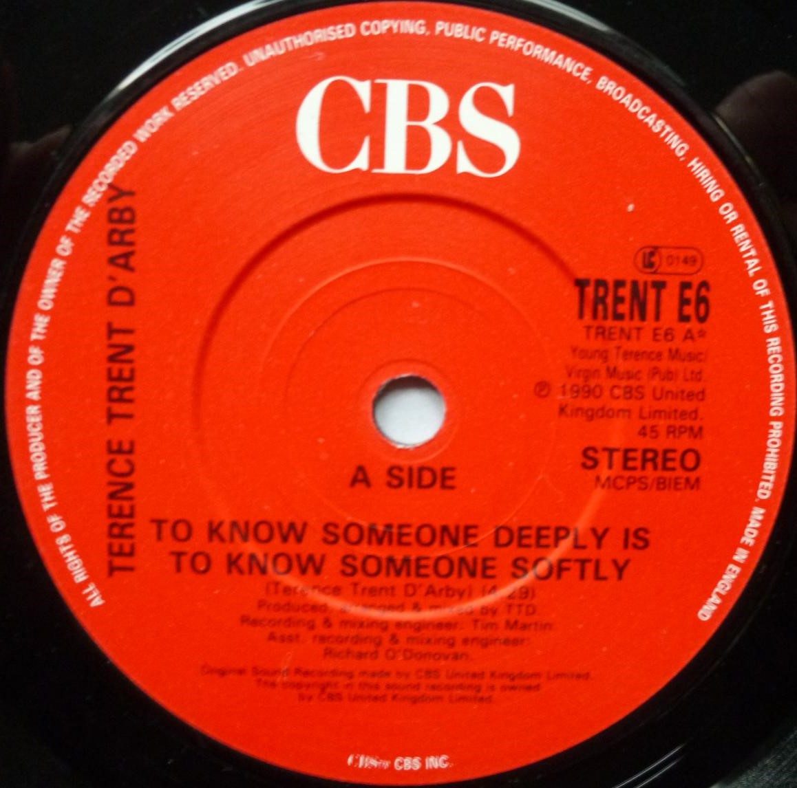 Terence Trent D'Arby To Know Someone Deeply Is To Know Someone Softly 7" CBS TRENTE6 EX/EX 1990 gatefold picture sleeve - Image 5