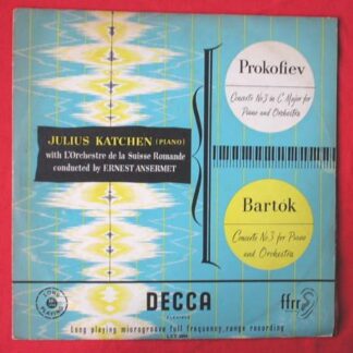 Julius Katchen Prokofiev Bartok LP Decca LXT2894 EX/VG 1954 orange gold labels, L'Orchestre de la Suisse Romande conducted by Ernest Ansermet