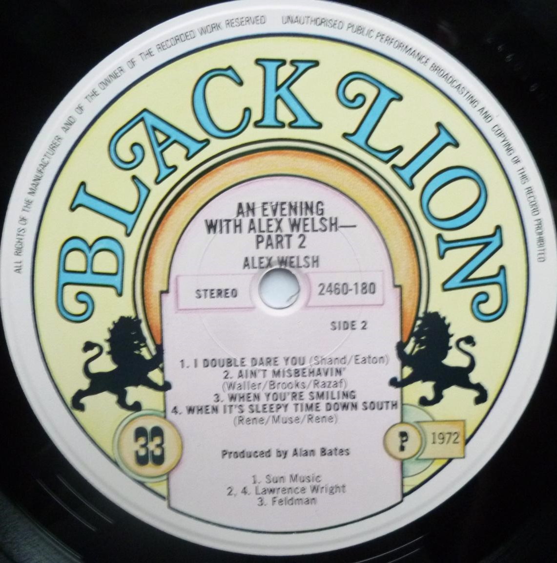 Alex Welsh An Evening With Alex Welsh And His Friends Part 2 LP Black Lion 2460180 EX/EX 1972 with George Chisholm, Humphrey Lyttelton and Bruce Turner - Image 4