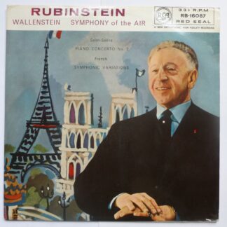 Alfred Wallenstein Rubinstein - Symphony Of The Air LP RCA RB16087 EX/EX 1958 Saint-Saens Concerto No 2 in G Minor Op 22 & Franck Symphonic Variations, the vinyl has been played once and is NEAR MINT. It plays perfectly. Sleeve is VG+ because the laminate is cracked on the bottom