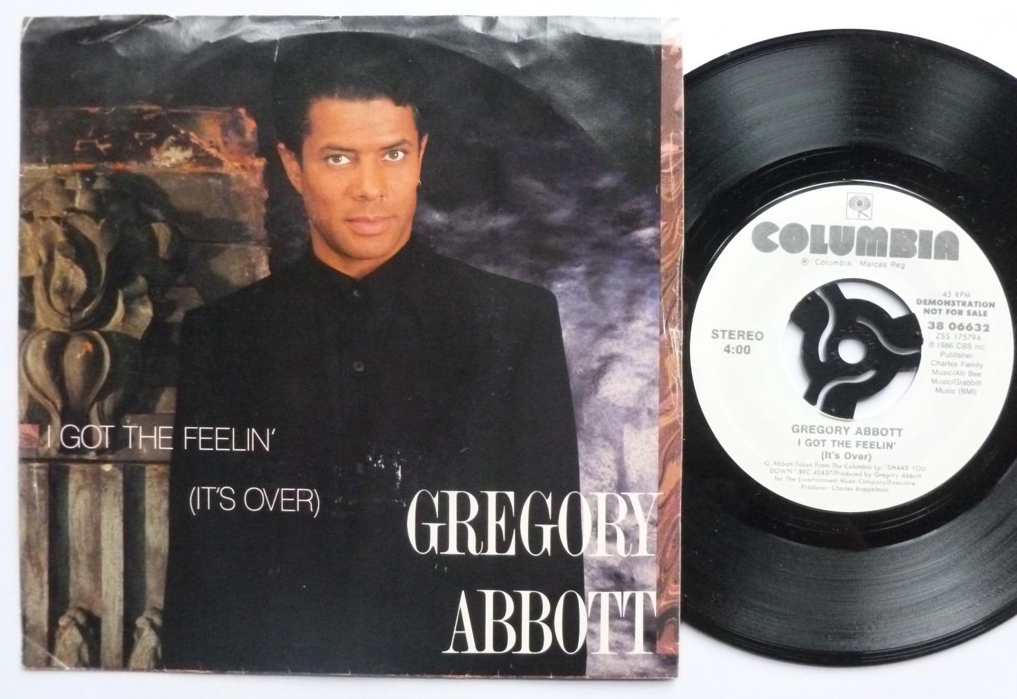 Gregory Abbott I Got The Feelin' 7" Columbia 3806632 EX/VG 1987 US pressing, demo in picture sleeve