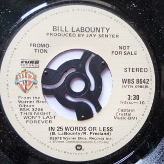 Bill LaBounty In 25 Words Or Less 7" Warner Bros WBS8642 EX 1978 US pressing, demo
