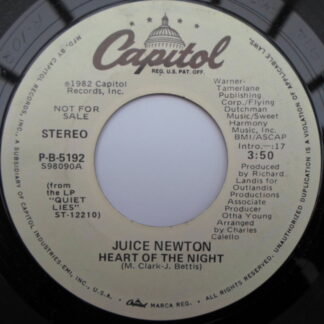 Juice Newton Heart Of The Night 7" Capitol PB5192 EX 1982 US pressing, demo