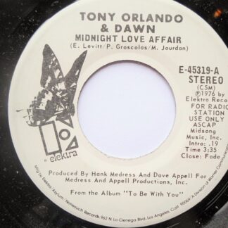 Tony & Dawn Orlando Midnight Love Affair 7" Elektra E45319 EX 1976 US pressing, demo