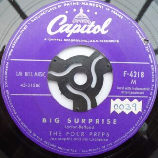Four Preps Big Surprise 7" Capitol F4218 EX 1960s US pressing, there is 2mm drill hole in label rimI