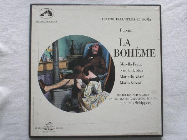 Thomas Schippers Puccini La Boheme 2LP Angel SAN131-2 EX/EX 1964 double LP boxed with booklet, white angel labels, with Orchestra & Chorus Of Teatro Dell'Opera Di Roma