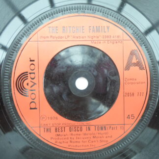 Ritchie Family The Best Disco In Town Part 1 7" Polydor POSP2058777 EX 1976 there is 2mm drill hole in label rim