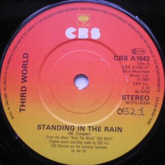 Third World Standing In The Rain 7" CBS CBSA1542 EX 1981 there is handwritten number on label and 2mm drill hole in label rim