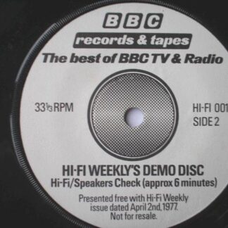 Hi-Fi Weekly Demo Disc 7" Hi-Fi 001 EX 1977 includes hi-fi speakers check and sound effects, originally came free with Hi-Fi Weekly Aril 1977"