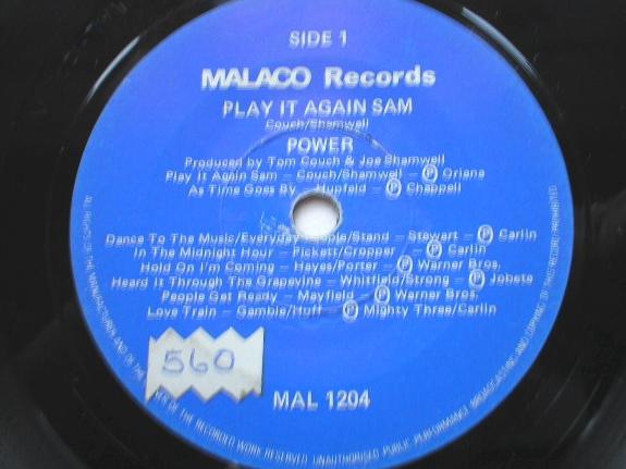 Power Play It Again Sam 7" Malaco MAL1204 VG 1981 there is handwritten number on label and 2mm drill hole in label rim