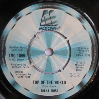 Diana Ross Top Of The World 7" Motown TMG1099 EX 1977 there is writing on the label and a 2mm drill hole in label rim