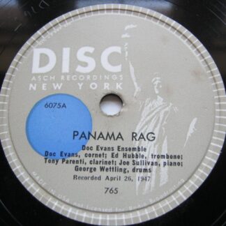 Doc Evans Ensemble Panama Rag 78 Disc 765 EX 1940s 10 inch 78rpm, US pressing