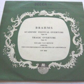 Eduard Van Beinum Brahms 10"LP Decca LW5041 EX/VG 1954 10 inch LP