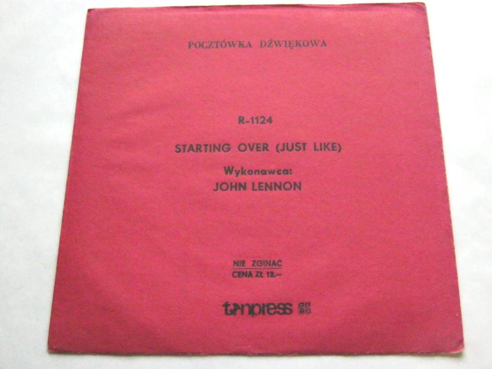 John Lennon Starting Over flexi Tanpress R1124 EX/EX 1980s one-sided postcard flexi in picture sleeve, made in Poland