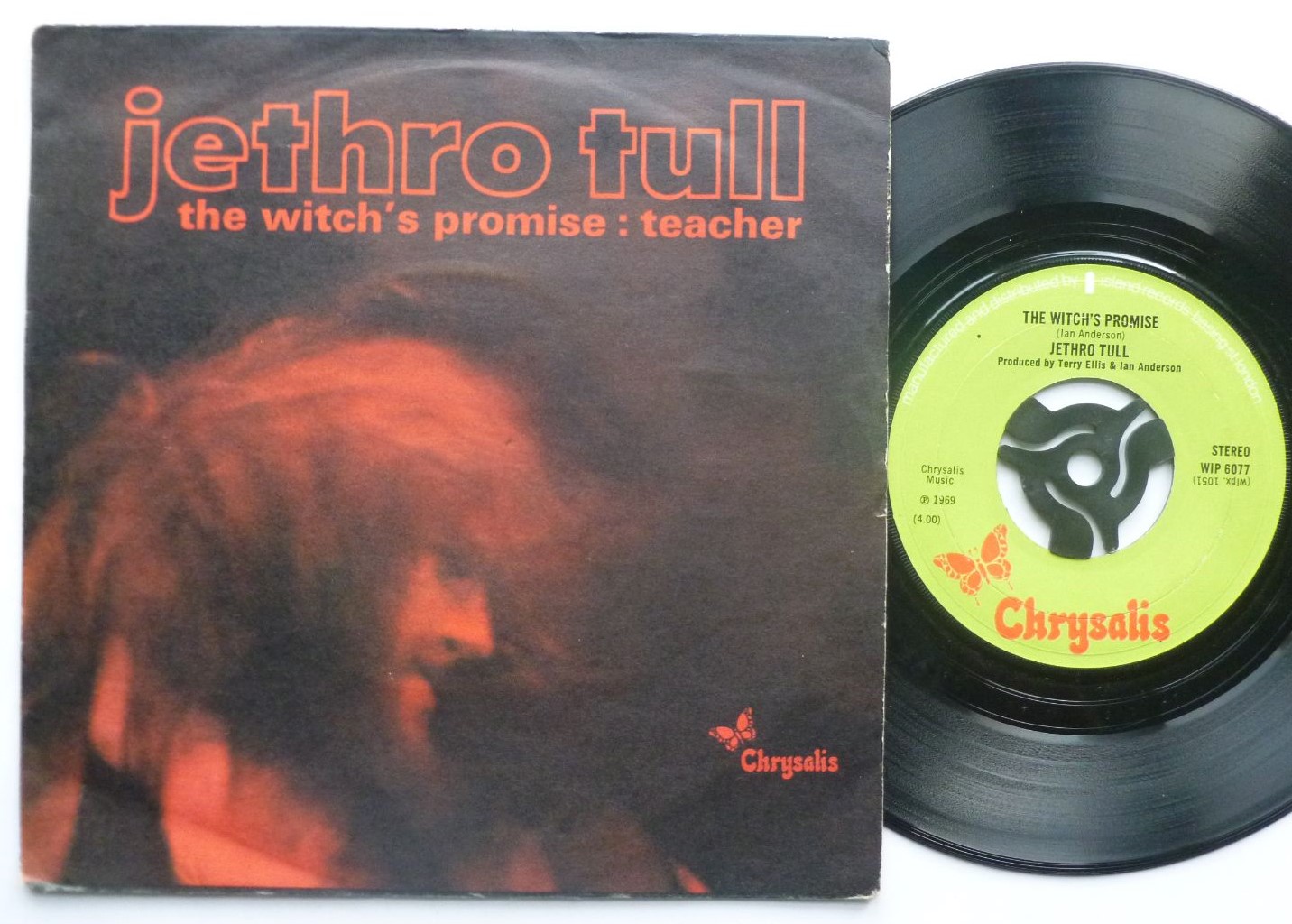 Jethro Tull The Witch's Promise 7" Chrysalis WIP6077 VG/EX 1969 picture sleeve, record has machine-cut centre
