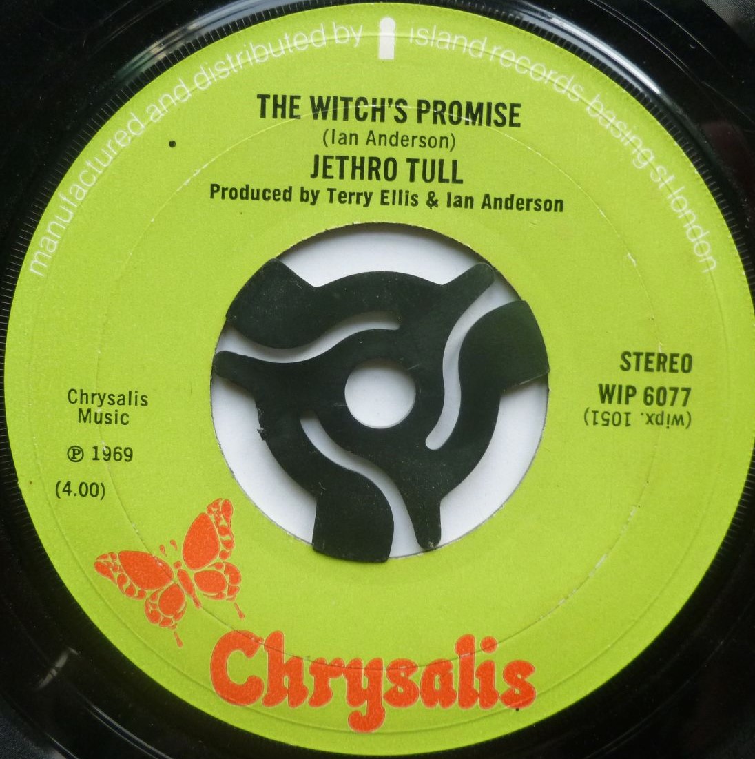 Jethro Tull The Witch's Promise 7" Chrysalis WIP6077 VG/EX 1969 picture sleeve, record has machine-cut centre - Image 4