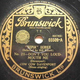 Cow Cow Davenport Don't You Loudmouth Me 78 Brunswick 03509 EX 1950s 10 inch 78rpm
