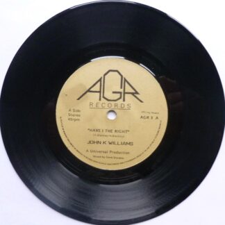 John K Williams Have I The Right 7" AGR AGR3 VG 1970s there are some bits of crackle on the a-side, the b-side plays better with no crackle but there are a few clicks at the very end as the music fades out