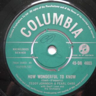Teddy Johnson & Pearl Carr How Wonderful To Know 7" Columbia DB4603 EX 1961