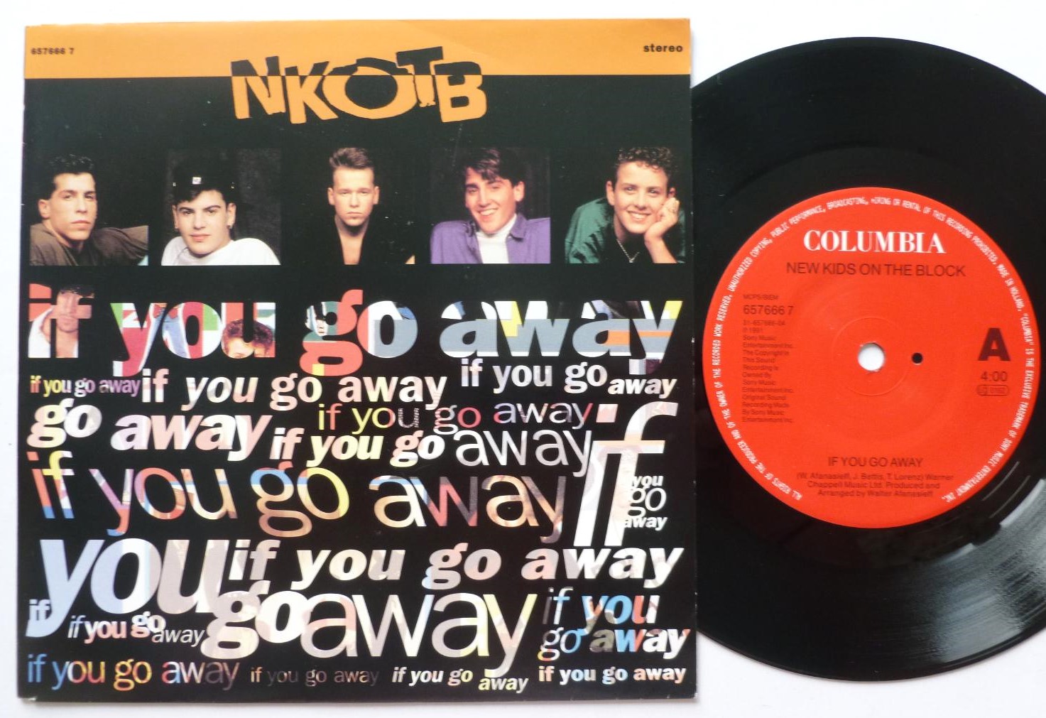 New Kids On The Block If You Go Away 7" Columbia 6576667 EX/EX 1991 picture sleeve, made in Holland