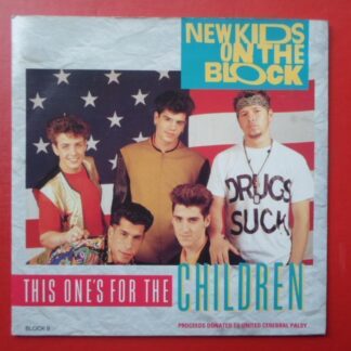 New Kids On The Block This One's For The Children 7" CBS BLOCK9 EX/EX 1989 picture sleeve, there is writing on label and sleeve