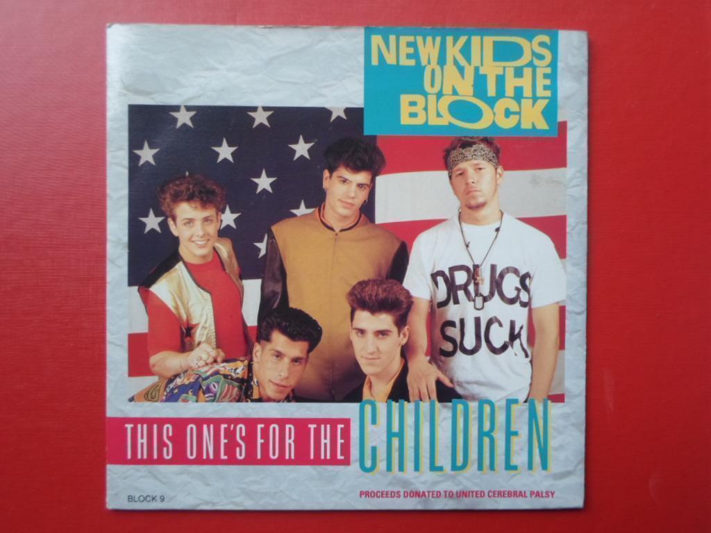 New Kids On The Block This One's For The Children 7" CBS BLOCK9 EX/EX 1989 picture sleeve, there is writing on label and sleeve