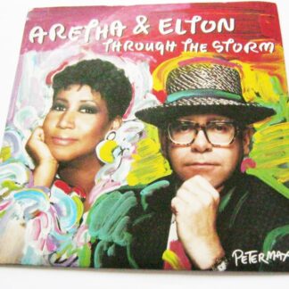 Aretha Franklin Through The Storm 7" Arista 112185 EX/EX 1989 picture sleeve, a-side with Elton John, there is non-audible mark on side one