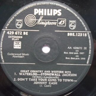 Great Country & Western Hits EP Philips BBE12318 EX 1959 with Johnny Cash & Stonewall Jackson
