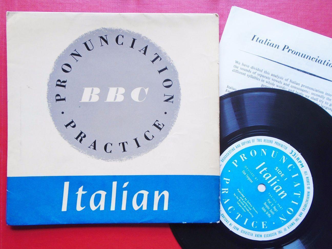 Italian EP Sydney Stevens Publications Ltd PSBBIT EX/EX 1950s BBC Italian language instruction record, 33rpm