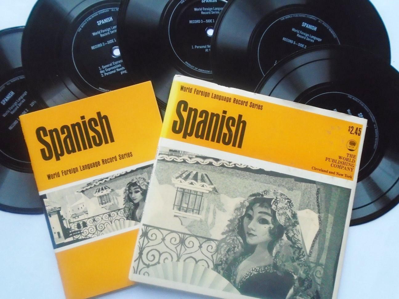 Spanish flexi Americon EX/EX 1960s 5 x 7-inch flexidiscs with 38-page booklet, World Foreign Language Record Series in?gatefold sleeve, US pressing,"
