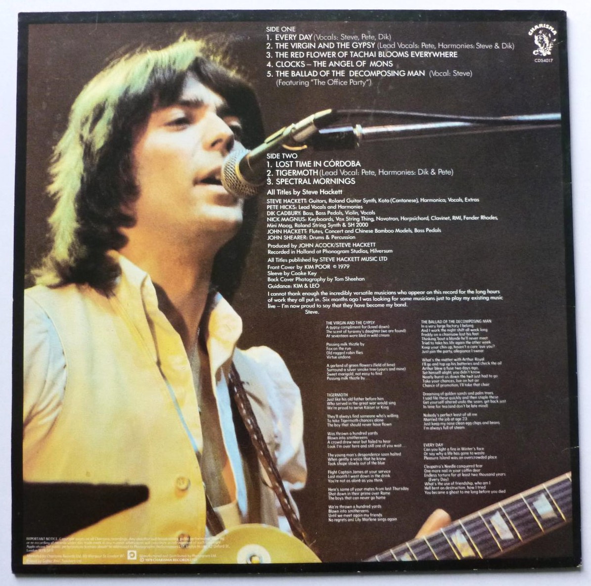 Steve Hackett Spectral Mornings LP Charisma CDS4017 VG/EX 1979 there is light non-audible scratch on track one side one - Image 2