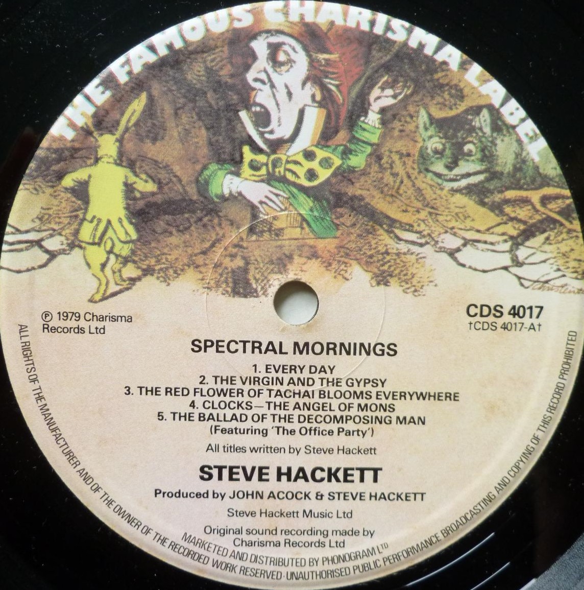 Steve Hackett Spectral Mornings LP Charisma CDS4017 VG/EX 1979 there is light non-audible scratch on track one side one - Image 3