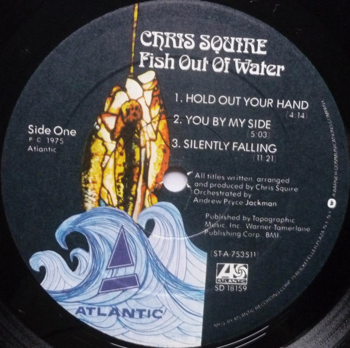 Chris Squire Fish Out Of Water LP Atlantic K50203 EX/VG 1975 US pressing with inner which is sellotaped at edges - sleeve is slit on spine - Image 6