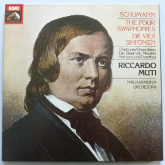 Riccardo Muti Schumann The Four Symphonies 3LP HMV SLS5199 EX/EX 1980 3 LPs boxed with booklet, coloured postage stamp labels