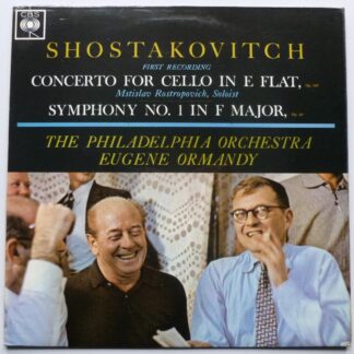 Eugene Ormandy Shostakovitch Cello Concerto & Symphony No 1 LP CBS SBRG72081 EX/EX 1960s sleeve has writing on rear