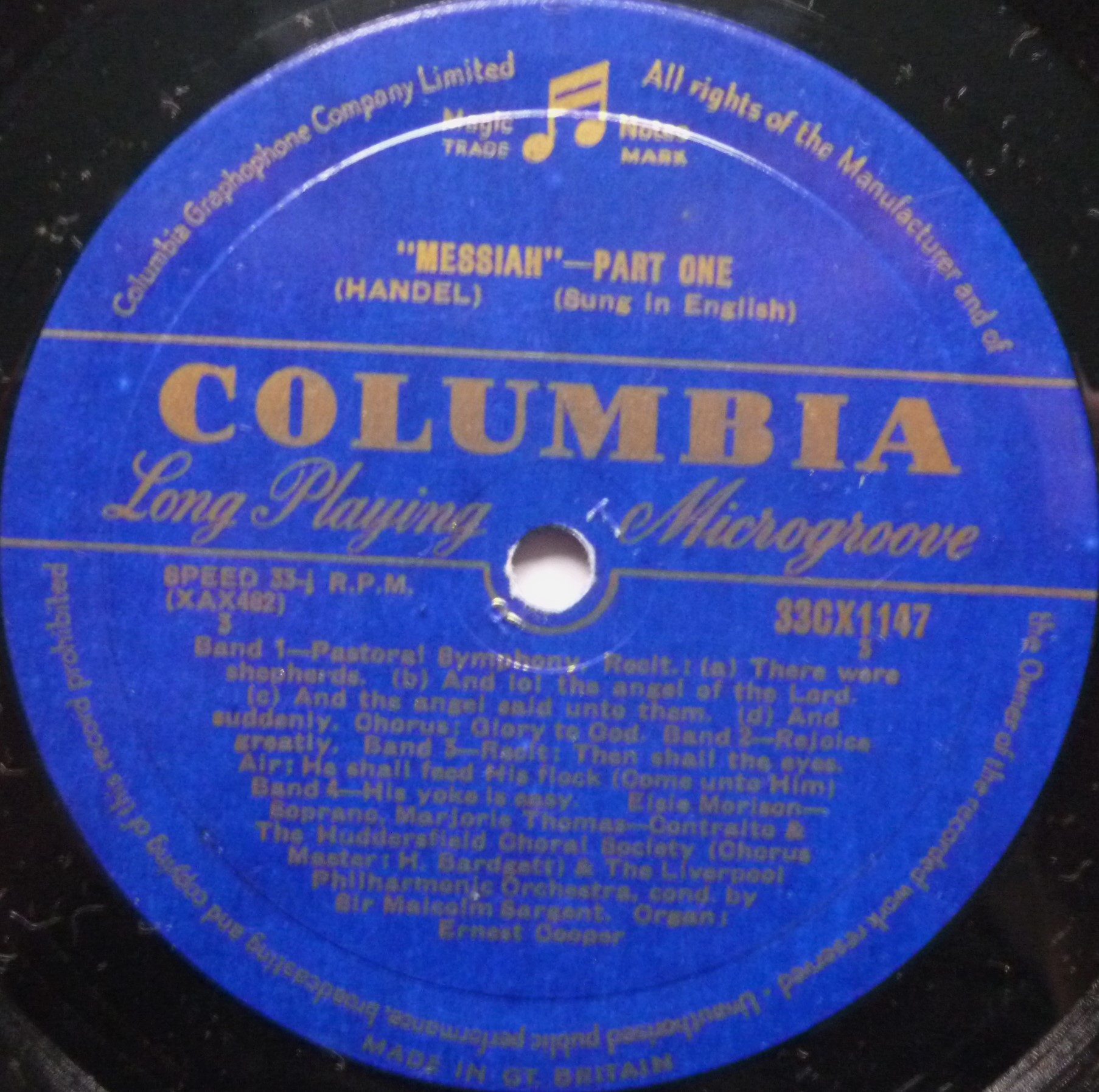 Malcolm Sargent Handel Messiah LP Columbia 33CX1147 EX/VG 1950s record one of a 3-LP set - blue gold label - tassle sleeve - Image 4