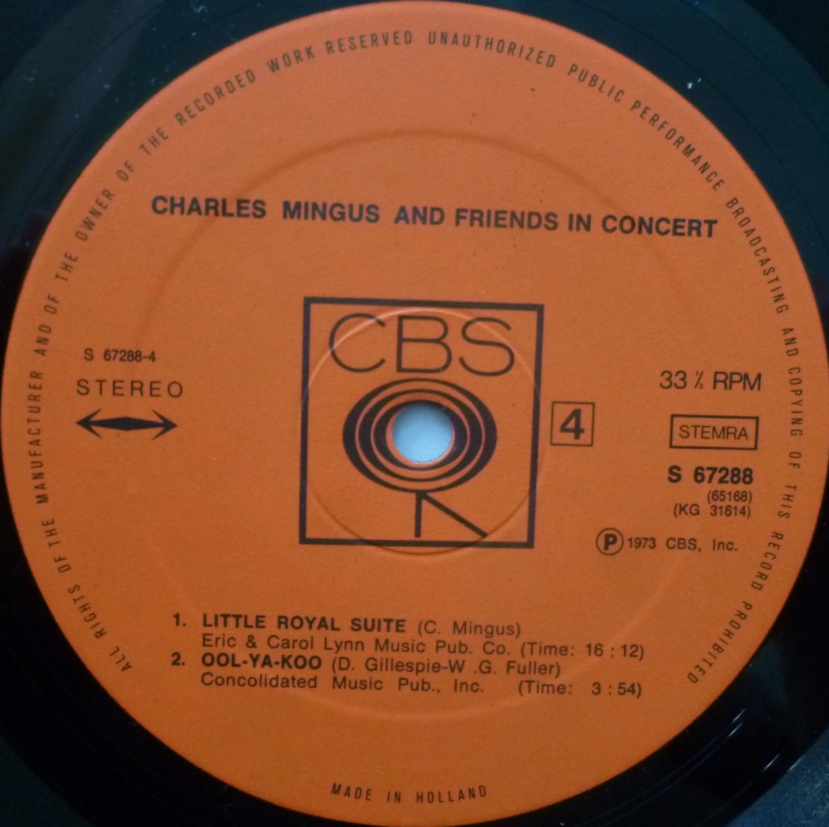 Charlie Mingus Charles Mingus & Friends In Concert - RECORDS ONLY 2LP CBS S67288 EX 1973 double LP - RECORDS ONLY - no sleeve - vinyl is near mint - made in Holland - Image 3