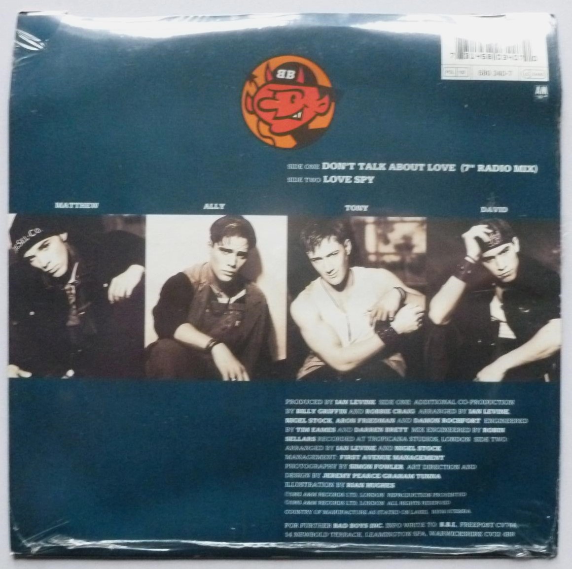 Bad Boys Incorporated Don't Talk About Love 7" A&M 5803407 EX/EX 1993 picture sleeve with stickers - sealed in shrinkwrap which has shrunk - Image 2