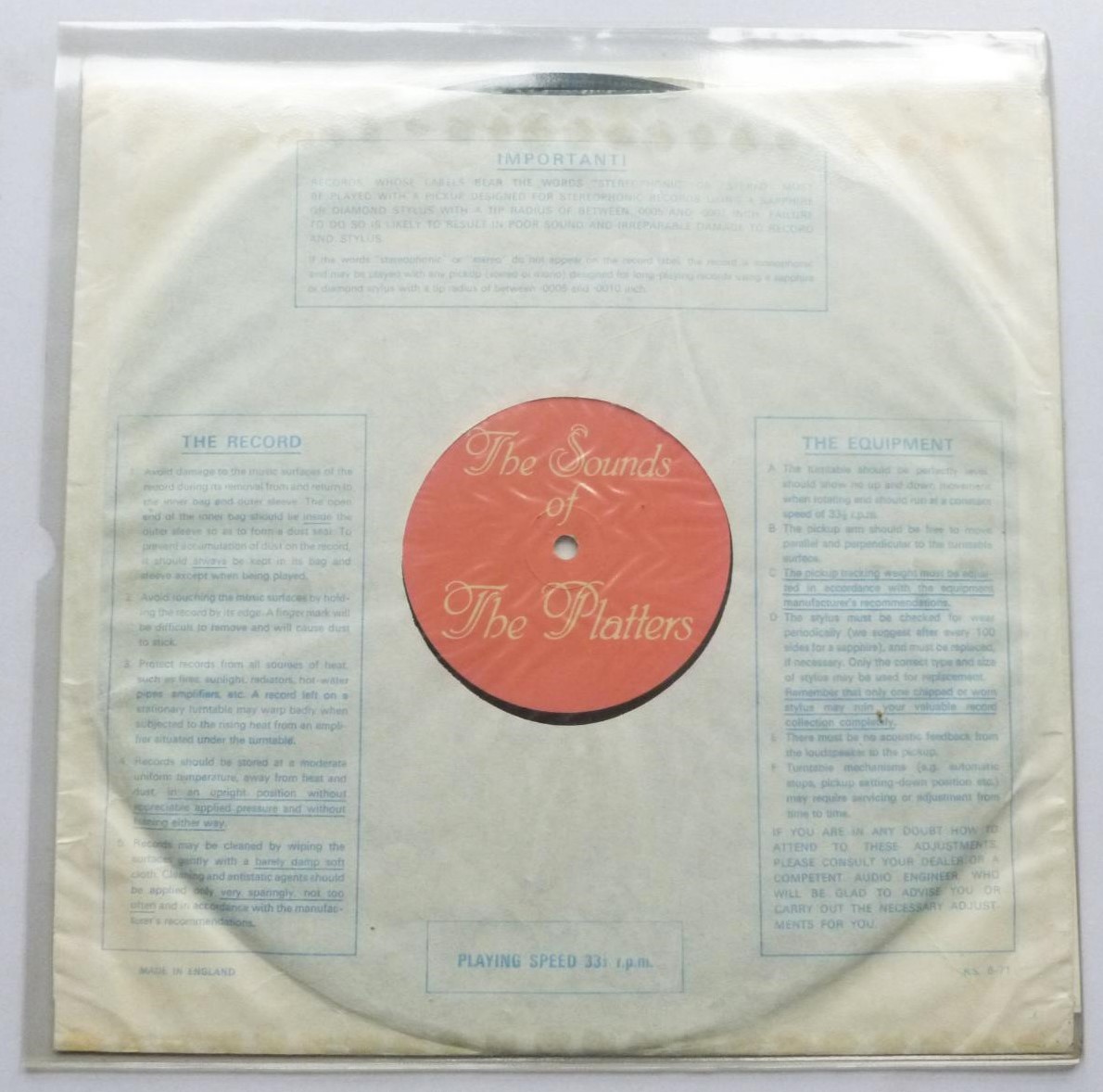 Platters The Sounds Of The Platters LP n/a EX/EX 1970s self-released LP with no label name - 12"LP & insert in pvc sleeve with three photographs two of which are the same - Image 7