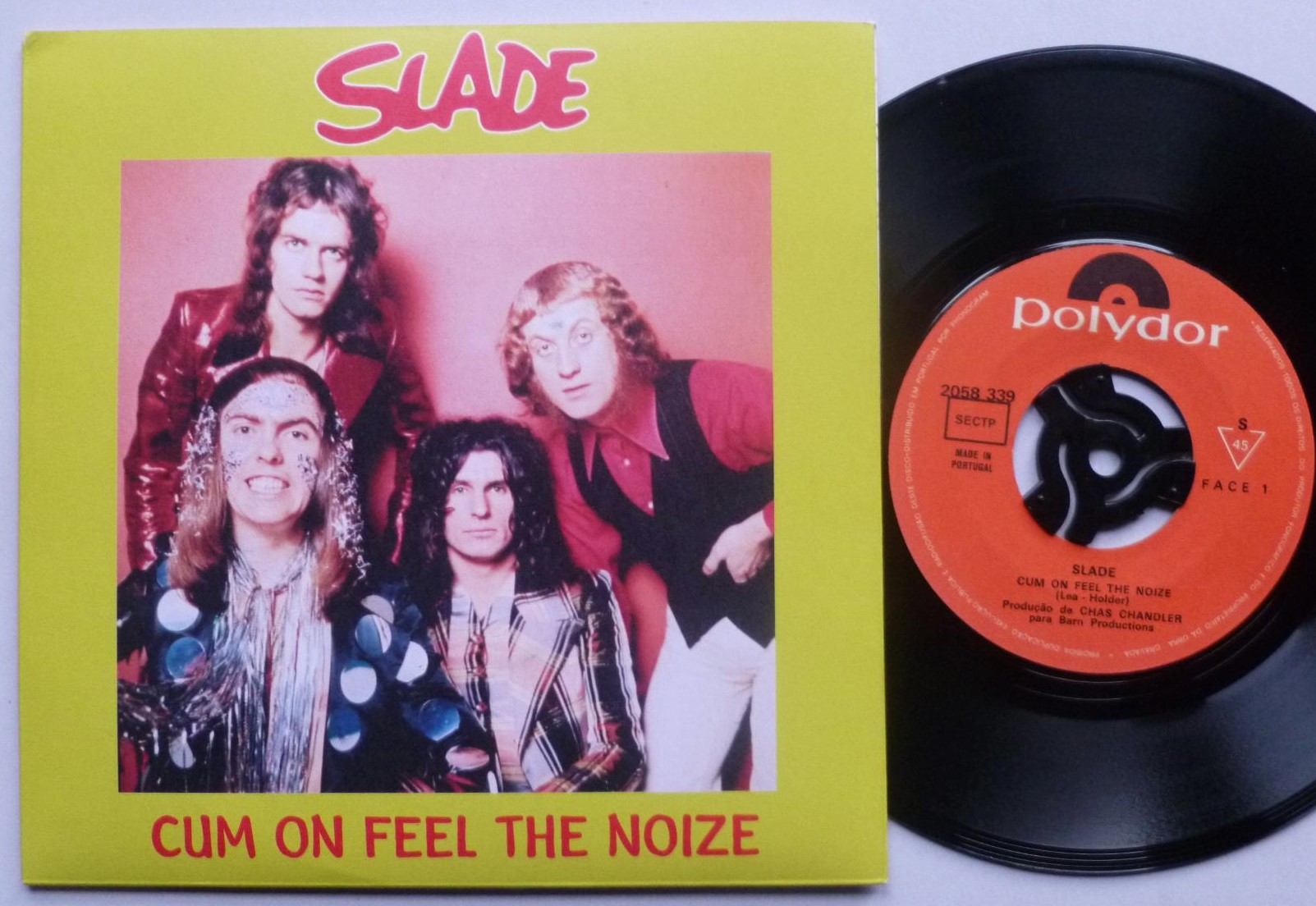 Slade Cum On Feel The Noize 7" Polydor 2058339 EX/EX 1973 made in Portugal - original pressing in custom sleeve - disc has some non-sounding groove marks