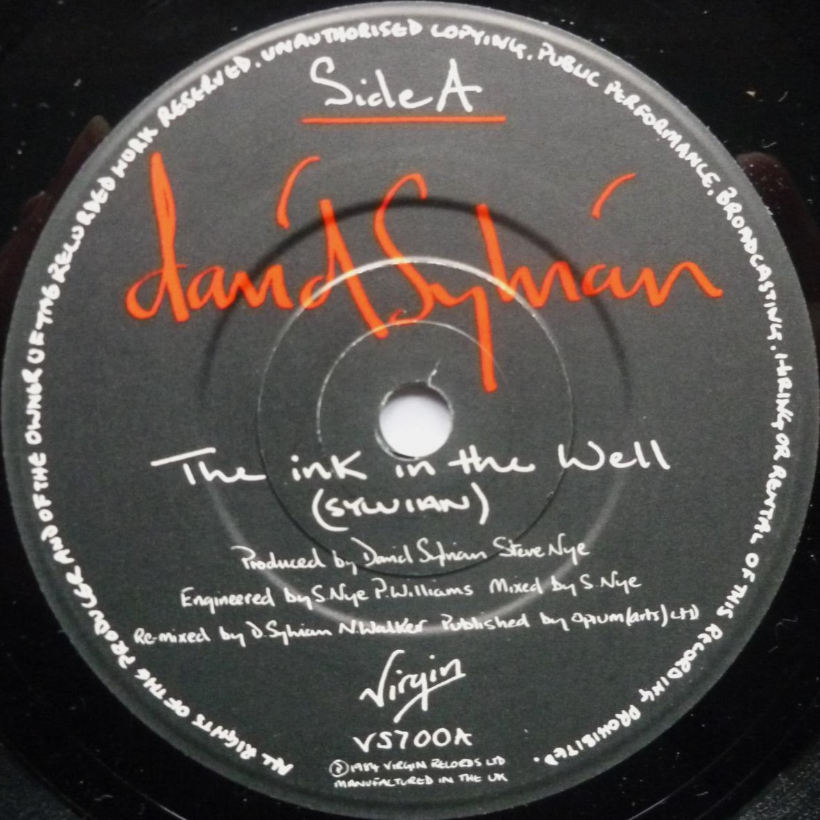 David Sylvian The Ink In The Well 7" Virgin VS700 EX/VG 1984 fold out picture sleeve - Image 6