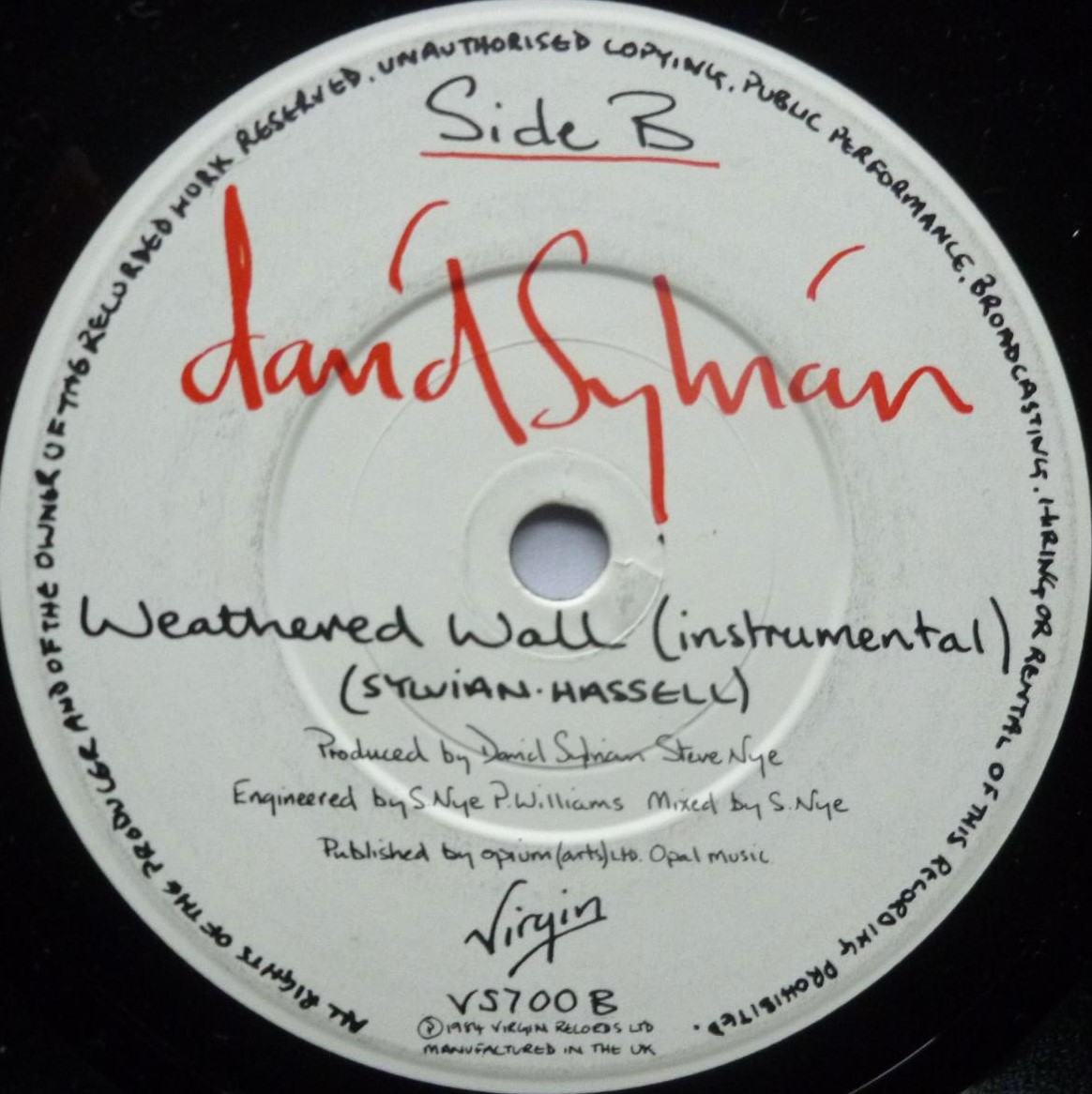 David Sylvian The Ink In The Well 7" Virgin VS700 EX/VG 1984 fold out picture sleeve - Image 7