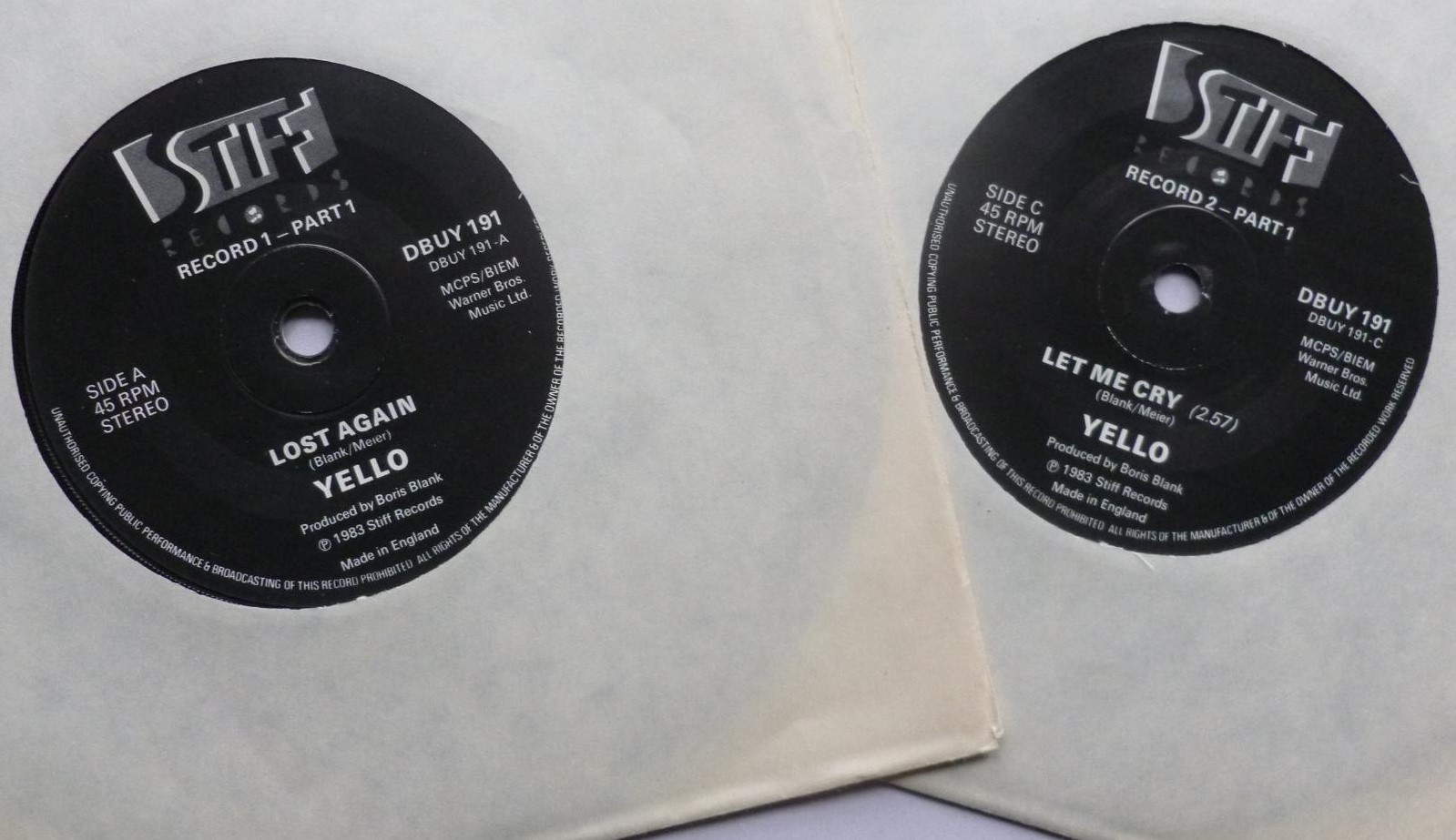 Yello Lost Again 2x7" Stiff BUY191 EX/VG 1983 2 x 7" singles in picture sleeve - Image 5