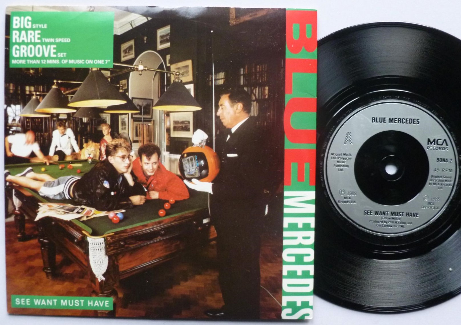 Blue Mercedes See Want Must Have 7" MCA BONA2 EX/VG+ 1988 picture sleeve