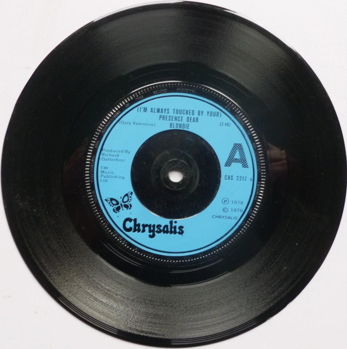 Blondie I'm Always Touched By Your Presence Dear 7" Chrysalis CHS2217 EX 1978 UK pressing - side two label says Detroit rather than Detroit 442