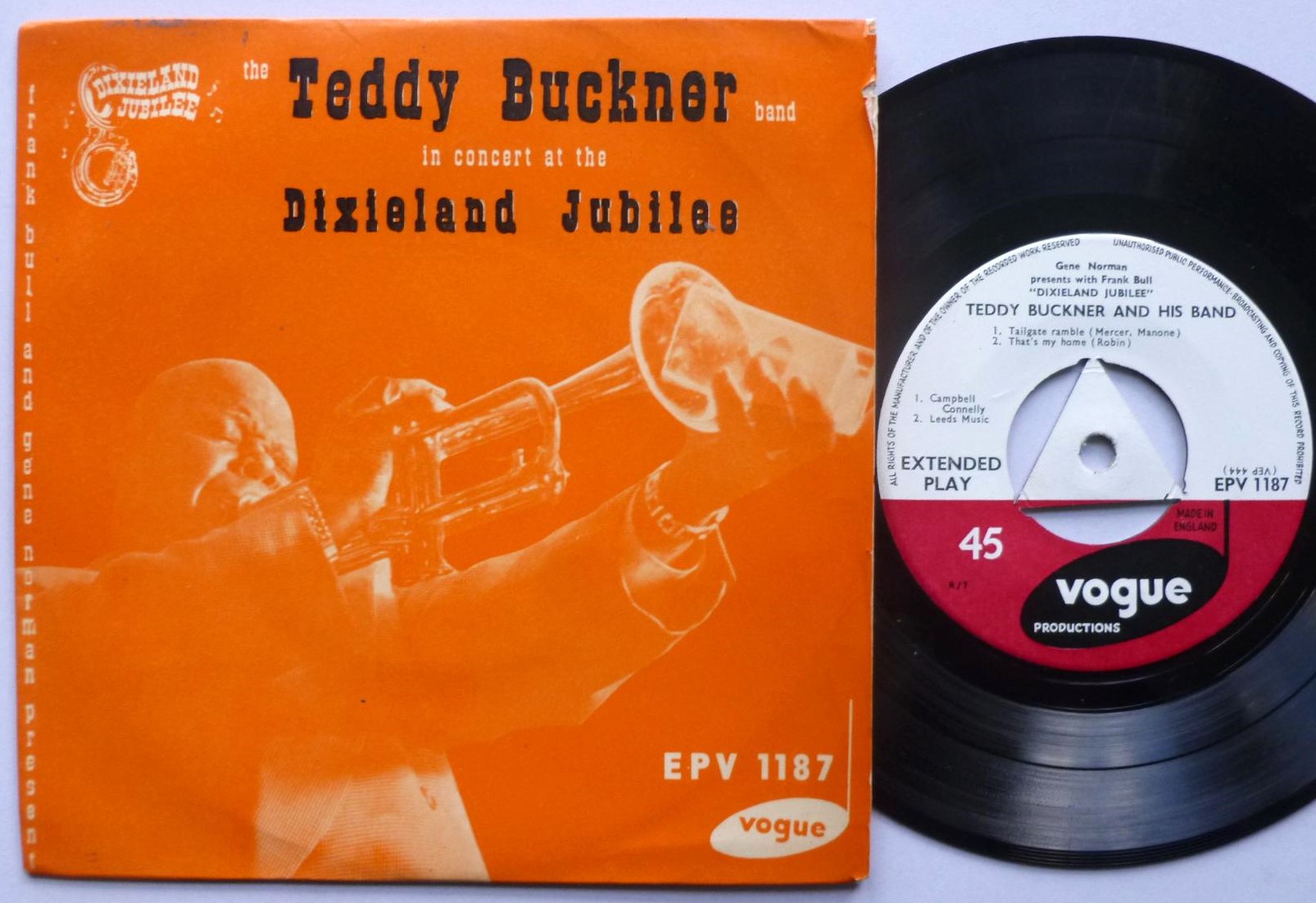 Teddy Buckner In Concert At The Dixieland Jubilee EP Vogue EPV1187 EX/VG 1950s 7" EP in picture sleeve