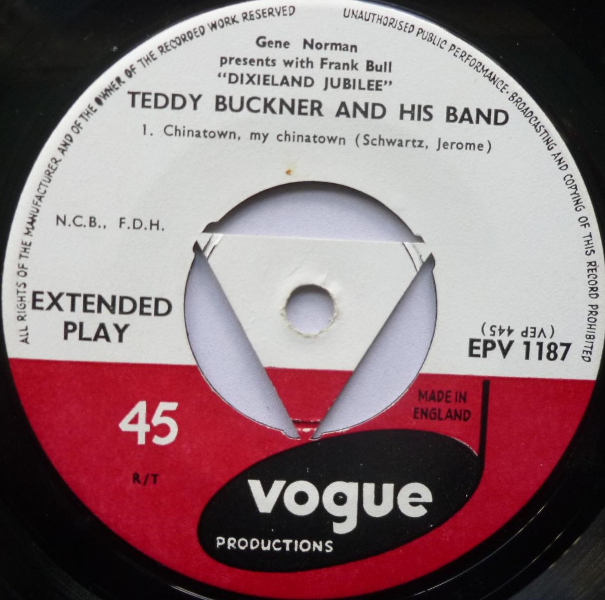 Teddy Buckner In Concert At The Dixieland Jubilee EP Vogue EPV1187 EX/VG 1950s 7" EP in picture sleeve - Image 5