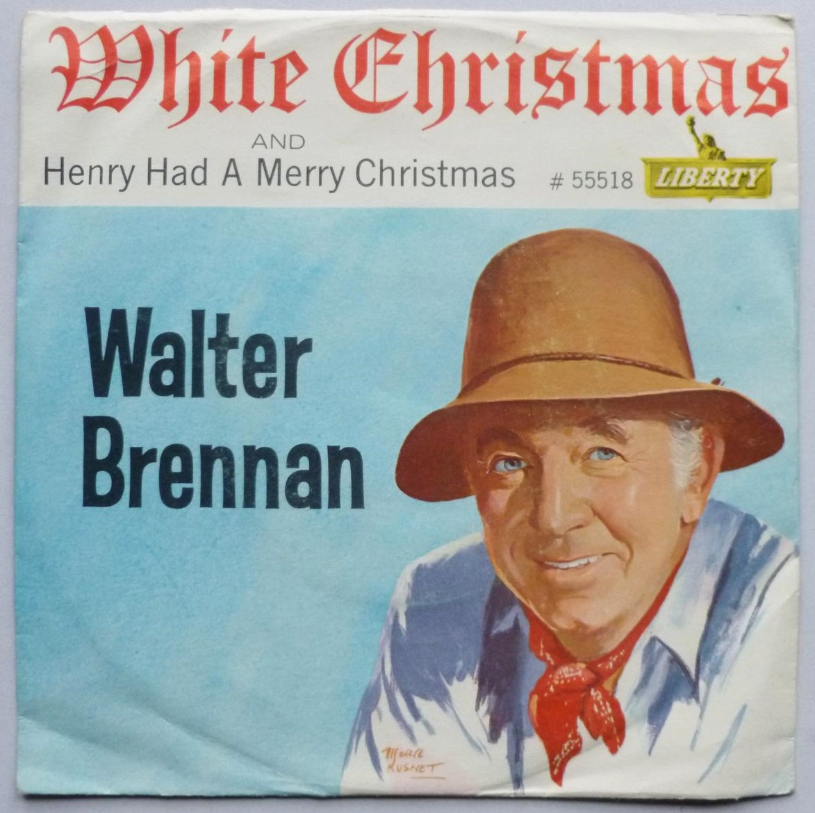 Walter Brennan White Christmas 7" Liberty 55518 EX/VG 1960s US pressing in picture sleeve - Image 2